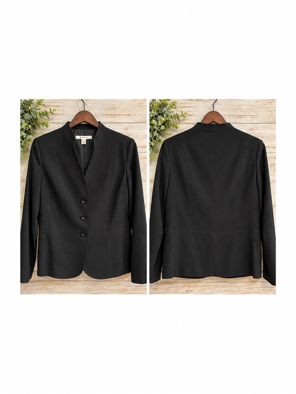 JM Collection Black Tailored Blazer Size 8 Three Button (WJ1)